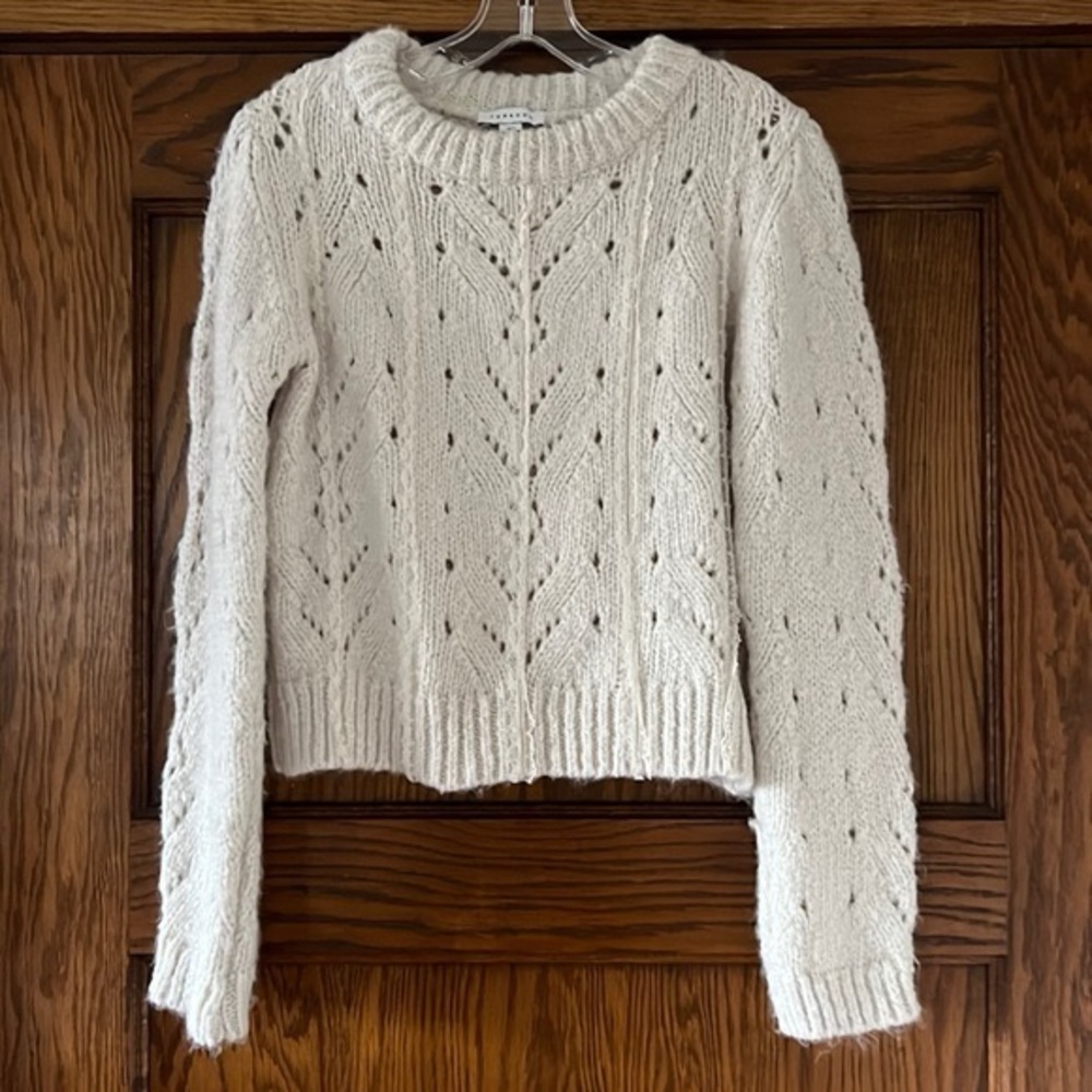 Topshop Lace & Eyelet Knit Cream Sweater